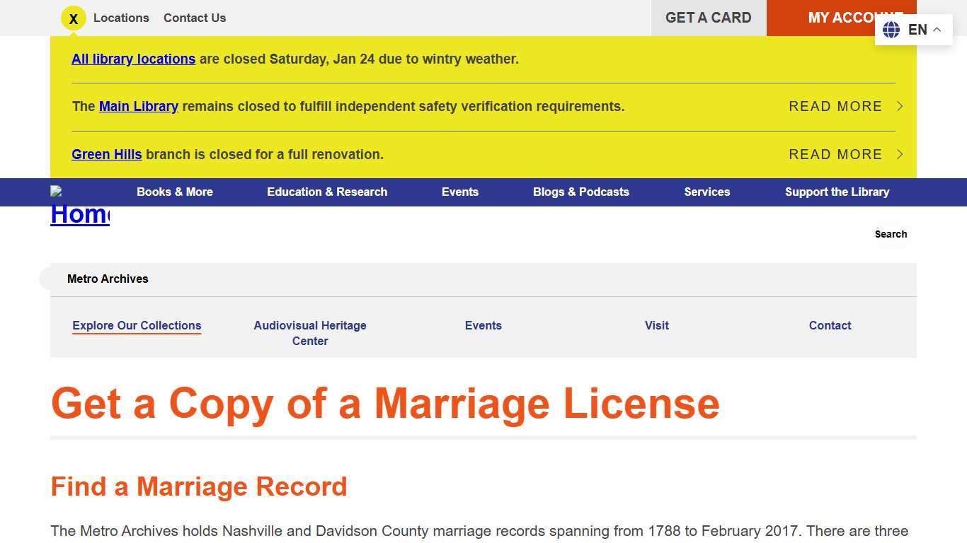 Get a Copy of a Marriage License Nashville Public Library